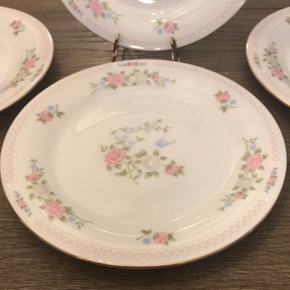 Crown Ming bird of paradise 7 1/2” salad / bread plates set of 4 euc - Picture 2 of 6